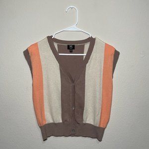 Women's Color Block V-Neck Button Front Sweater Vest
